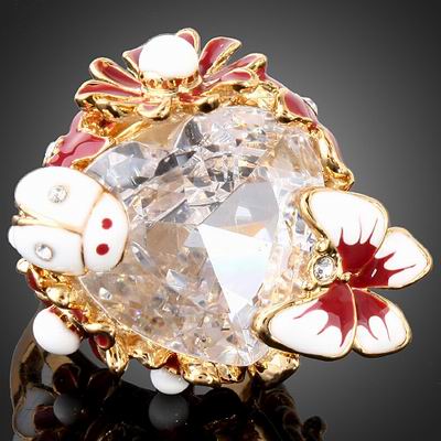 20CT HEART SWAROVSKI CRYSTAL COCKTAIL RING-7.5
